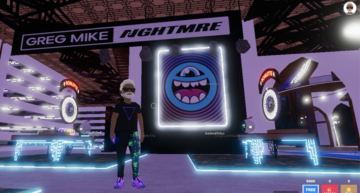 This just took <a href="/decentraland/">Decentraland</a> to whole nother level! One of my favorite artists <a href="/GREGMIKE/">GREG MIKE</a> has an exhibit at @decentralgames casino with <a href="/NGHTMRE/">NGHTMRE</a> playing a set! This is absolutely crazy and I'm so for it!