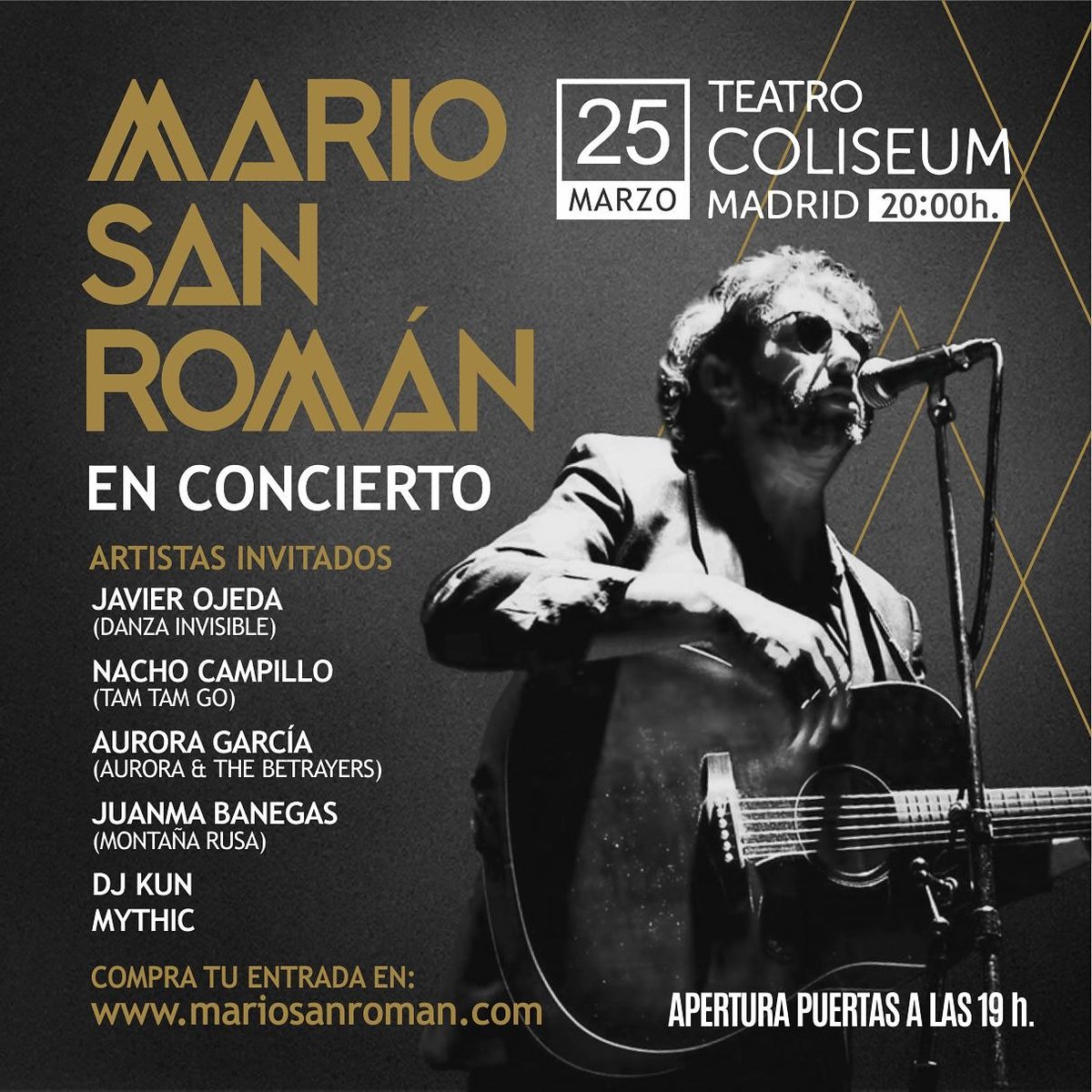 ¡No te puedes perder el concierto del año! Jueves 25 de marzo @MarioSanRomn2 en concierto. Grandes invitados #teatrocoliseum #Madrid #Espana el mejor pop rock que ¡del que tienes que ser parte!

#tickets a la venta ¡se agotan!
mariosanroman.com