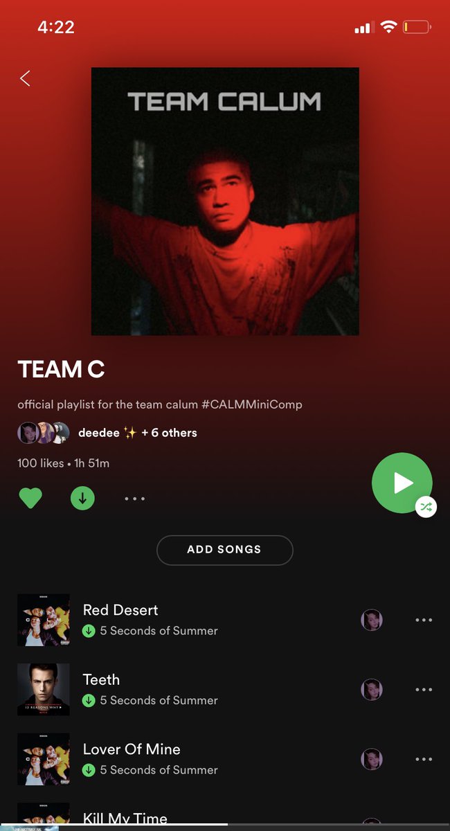 ZSk8tes's tweet image. TeamC hit 100 likes on Spotify!!
@caImpromo #StreamRedDesert #CALMTEAMC #CALMMiniComp #CalumHood  #streamcalm