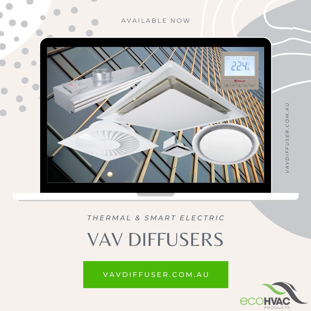 ecohvac_au's tweet photo. New range of Thermal and Smart Electric VAV Diffusers. The brand may have changed, but the quality, service and expertise remains the same!
https://t.co/iqaY8b0610
#HVAC #VAVdiffuser #VAVdiffusers #thermalVAV #electricVAC #electronicVAV #motorisedVAV #comfort #smartvav https://t.co/kqUv8cMfdw