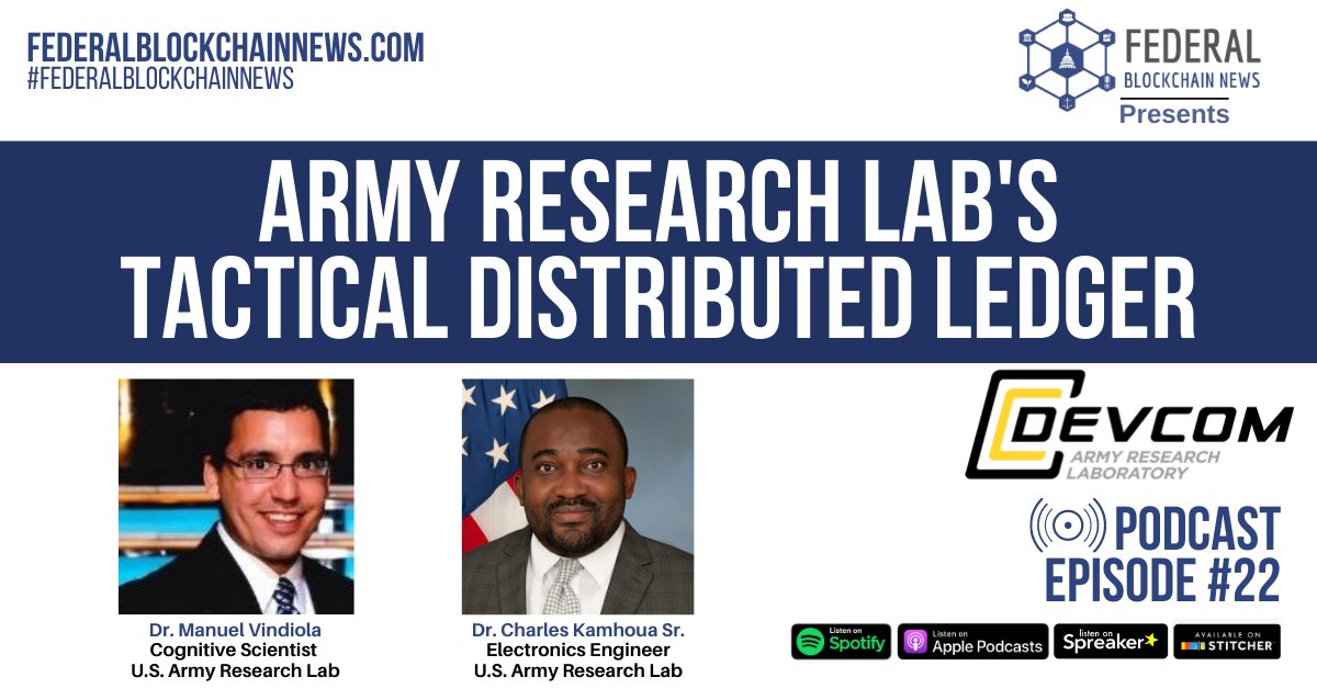 The <a href="/armyresearchlab/">U.S. Army DEVCOM Army Research Laboratory</a> has a vision for blockchain on the battlefield, coordinating sensors, drones, vehicles, and soldiers in hostile, low-bandwidth, high-latency environments. Dr. Vindiola and Dr. Charles Kamhoua discuss their work on this week's podcast.

bit.ly/fedblockchainn…