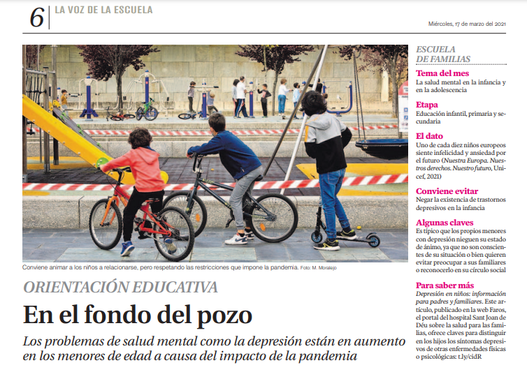 Los problemas de salud mental en menores aumentan. Crisis de ansiedad, depresión, fobias. Los Dptos de Orientación, gabinetes de Psicología y servicios de Salud estamos saturados y alarmados con tanta demanda. Hoy hablo de la vacuna... contra la depresión. prensaescuela.es/en-el-fondo-de…