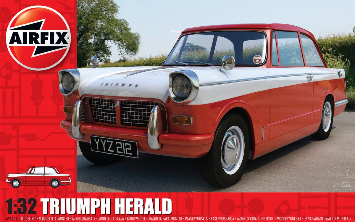 Incidentally, if you don't know what a Triumph Herald looks like, it looks much like this. Came out in 1959 and was built into the early '70s, I think. Took about a day (30s) to get to 60 mph and had a top speed of 70mph. And, yes, I'm going to attempt the two-tone paint job.
