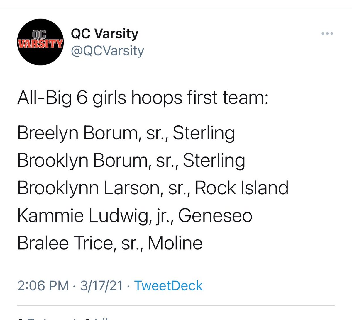 Congrats to Brooklynn Larson
On being Selected
1st Team All Conference ✅
Still undecided
2021 5'9 G  had an incredible senior season