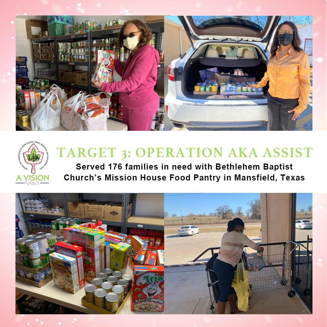 ABPhiO's tweet photo. A Vision Fair helped feed 176 families in Mansfield! A Vision Fair drove through and donated to Bethlehem Baptist Church’s Mission House Food Pantry to help those in need on March 10, 2021! #AVFservingMansfield #WeHelpEachOther #AKA1908 https://t.co/oVnERf9iuv
