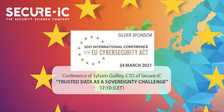EUCyberAct's tweet photo. As embedded cybersecurity solutions provider, @SecureIC supports @EUCyberAct Conf to contribute to #EUcertification. Join us on March 24 at 17:10 (CET) for a talk on “Trusted Data as a sovereignty challenge” #standards #cybersecurity https://t.co/WuG3qvAcgq https://t.co/cDRevLGJIC