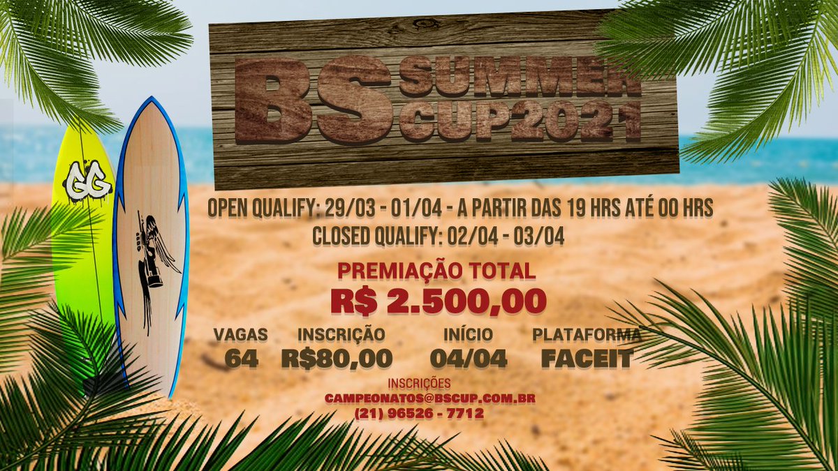 Acabando os dias de inscrições para a Bs Summer Cup em....

Dia 22/03 encerramos!!!!!!

Bora galeraaaaaaa