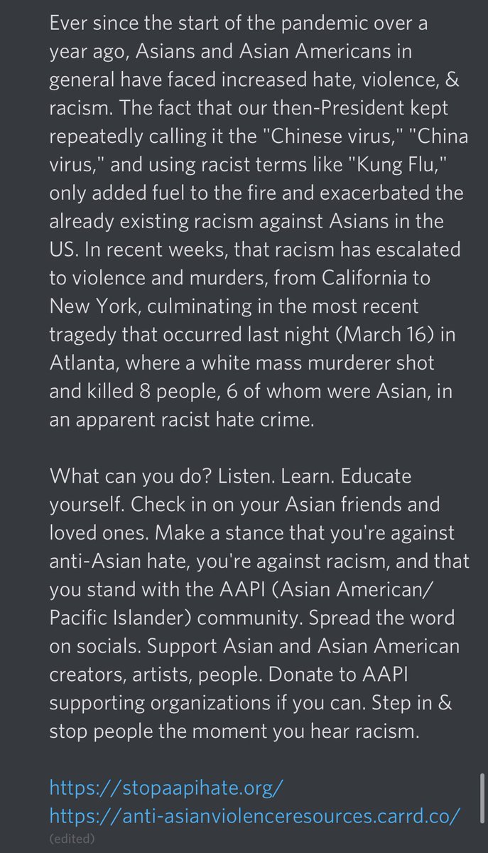 snowlitTV's tweet photo. Posted this on my Discord server so I thought I’d share it here, too, specifically for folks in my community who have ever found some enjoyment from me as a streamer. Please listen.

➡️ https://t.co/CDmbA35aS7

➡️ https://t.co/QfGQOXGafQ

#StopAsianHate #StopAAPIHate https://t.co/Z0Z7P4qwsg