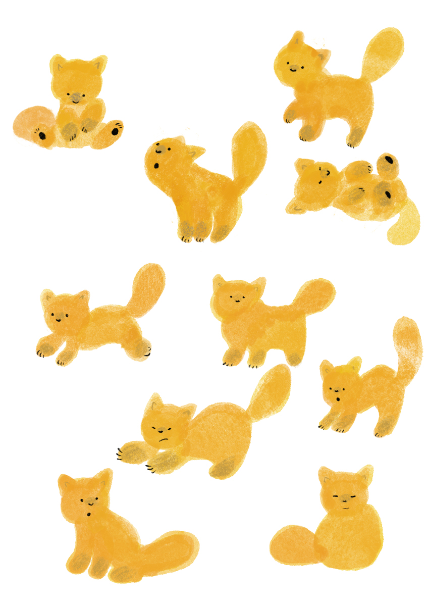 「小狐 」|ももろ　4／20発売絵本「パンダのパクパクきせつのごはん」のイラスト