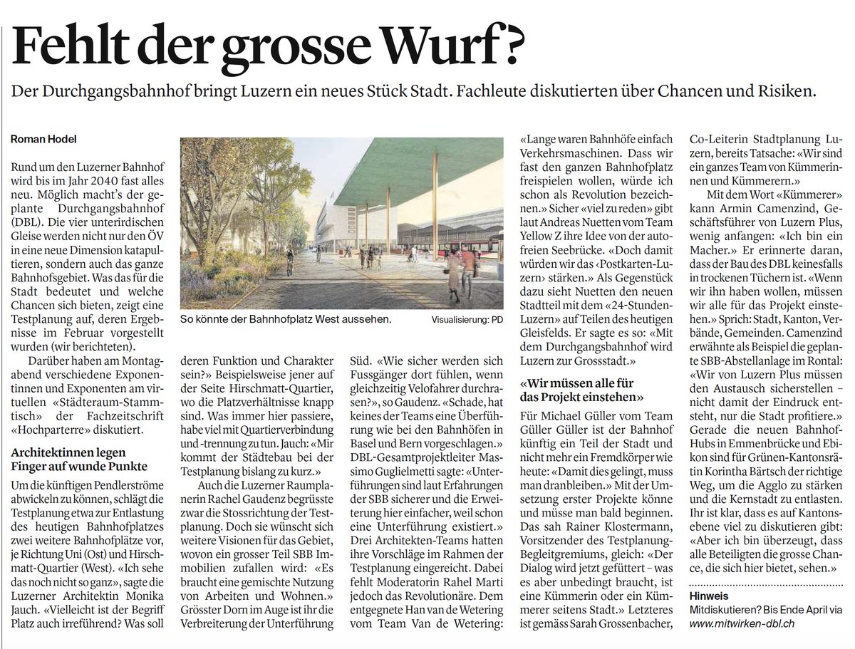 Der #durchgangsbahnhofluzern ist ein grosser Wurf. Alle Beteiligten müssen für das Projekt einstehen.