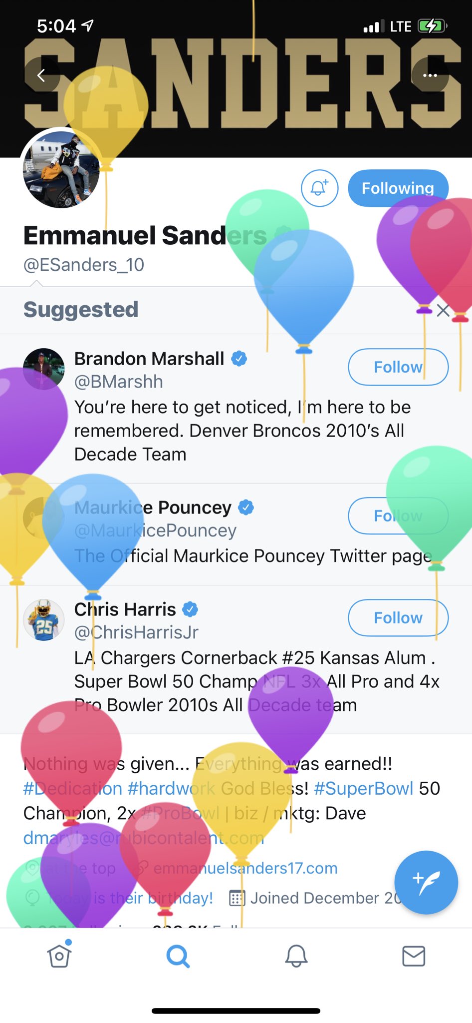 . happy birthday and welcome to the Emmanuel Sanders to the  