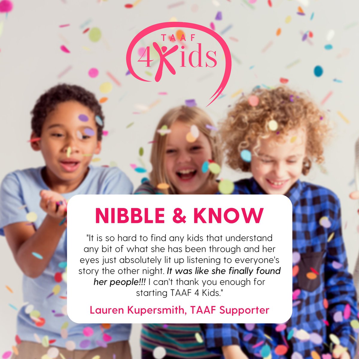 taaf4kids's tweet photo. As Lauren said, watching the Nibble & Know event made her daughter feel as if she had finally found her people. We are so happy to be YOUR people! 🥰
#taaf4kids #theaneurysmandavmfoundation #braineducation #nibbleandknow #taafyouthambassadors #brainpower #community https://t.co/plAqgMqvI7