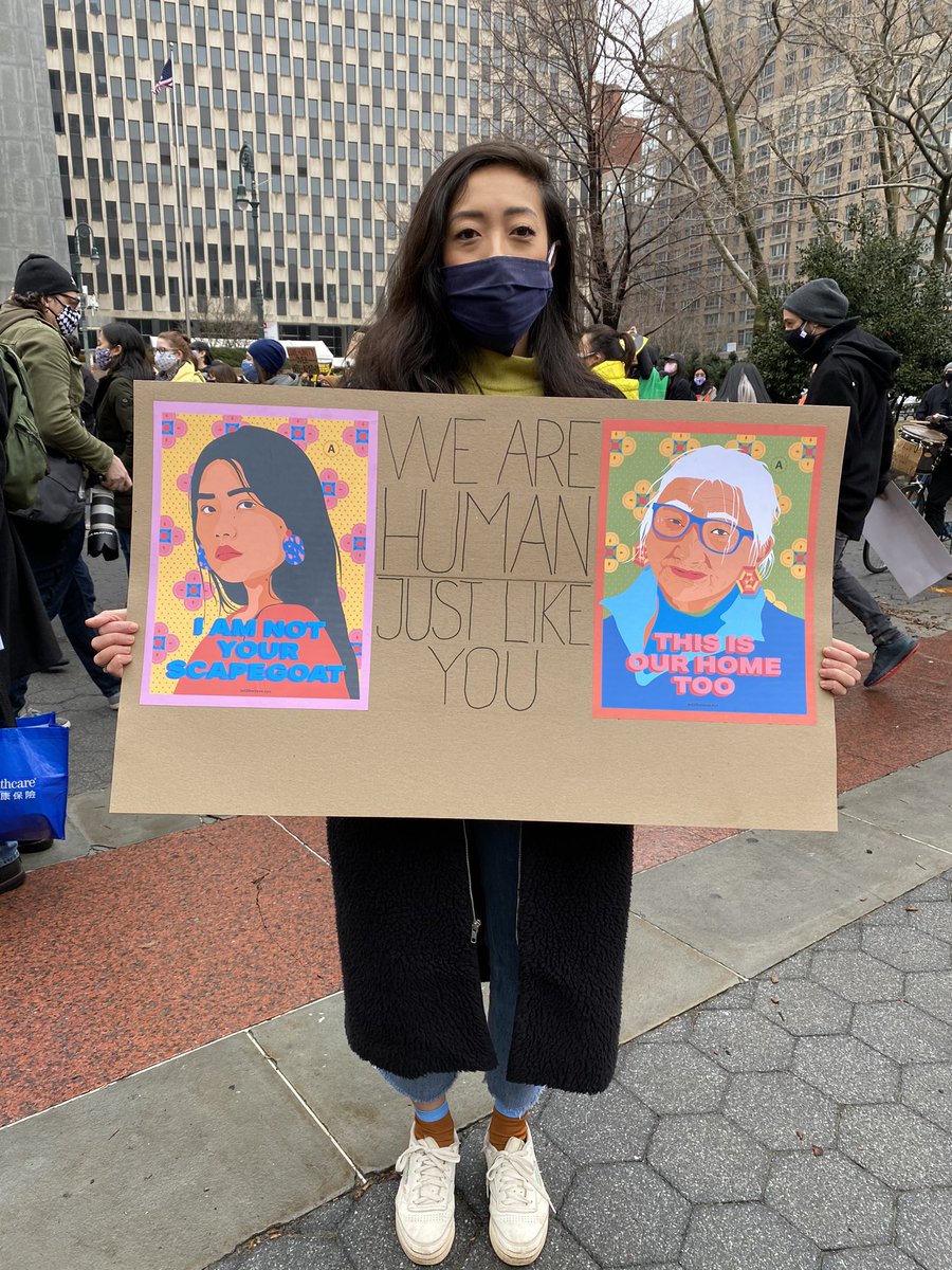 RefuseFascism's tweet photo. A few weeks ago in NYC we stood with others opposing hate crimes against Asian people. We opposed Trump’s use of derogatory terms like “China Virus” and “Kung flu” to whip up anti Asian sentiment. This is fascist speak which leads to fascist violence. 
#StopAAPIHate https://t.co/CsLlxLZkMK