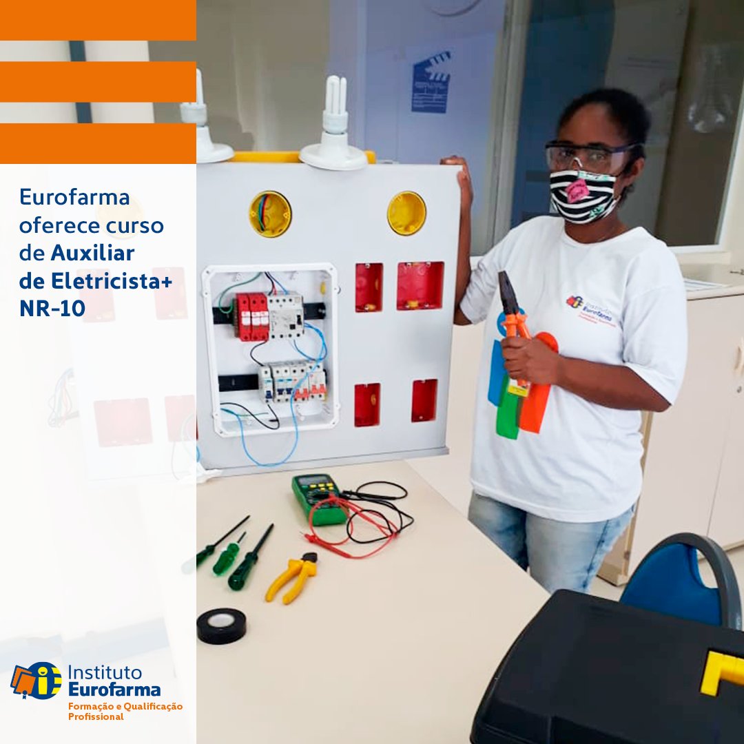 IEurofarma's tweet photo. Tem interesse em algum curso de formação e qualificação profissional? Nós, do I.E., oferecemos algumas opções. Entre elas, a de auxiliar de eletricista. O curso é parceria com o Senai, para o público entre 18 a 40 anos. Educação transforma! #InstitutoEurofarma #educacao https://t.co/igQJ6DRyO2
