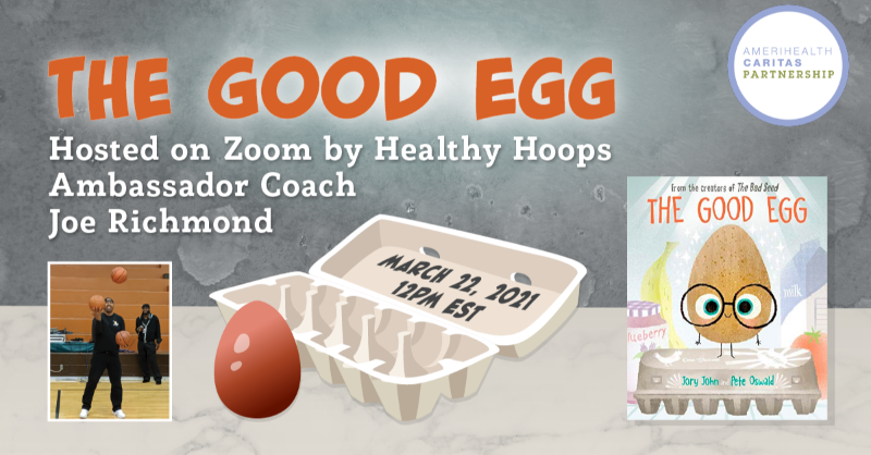 ACPartner's tweet photo. Join #HealthyHoops Ambassador Coach Joe Richmond as he reads "The Good Egg," a book that focuses on good character traits, health, safety, and inclusion.
All who attend will receive a copy of the book!