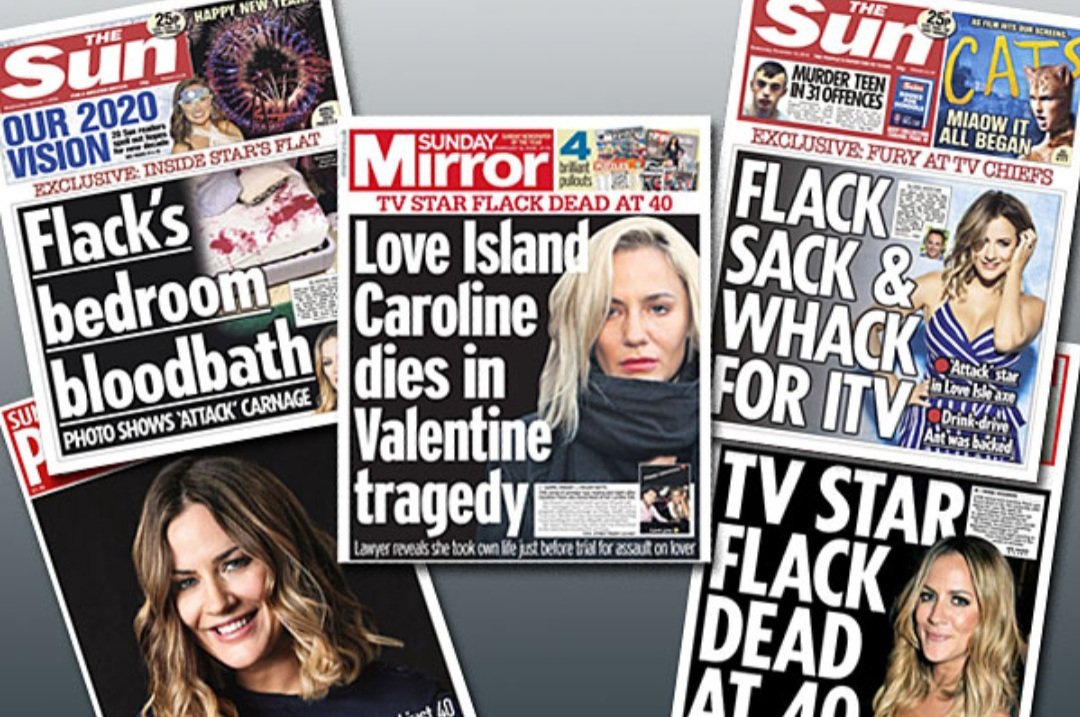 Can guarentee that every documentary on a female celebrity's trauma will feature a degrading headline from The Sun somewhere. Disgusting paper. #CarolineFlack