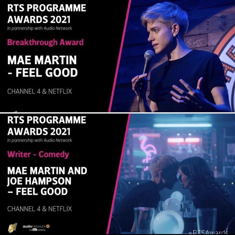Huge congrats to <a href="/TheMaeMartin/">Mae Martin</a> for the double win at the RTS awards last night! I’m so proud to have been at the genesis of this incredible show, FEEL GOOD.