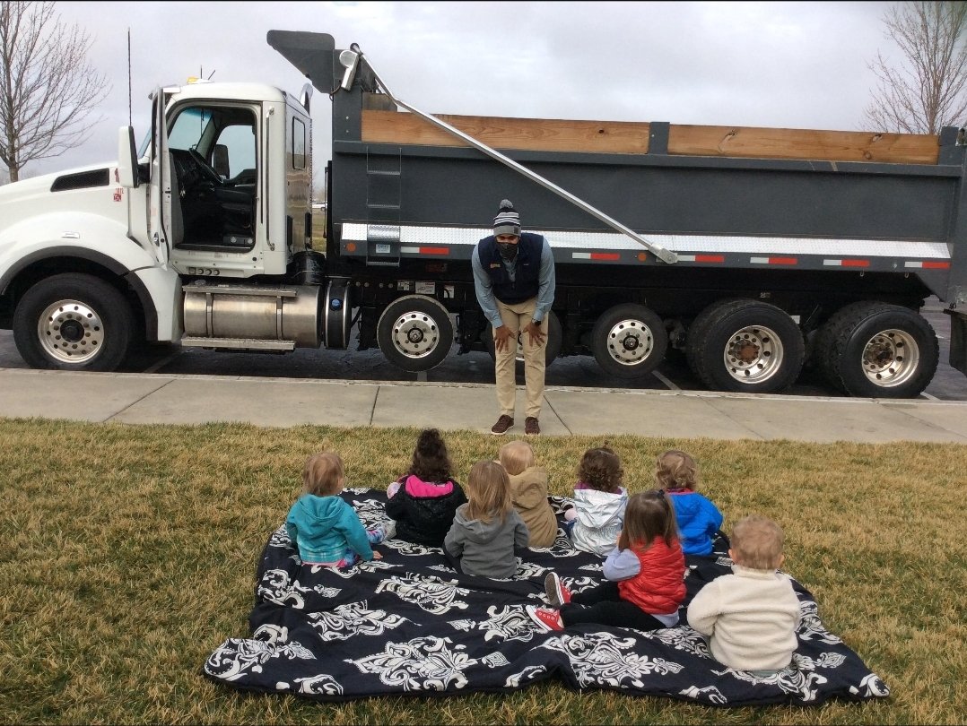 MTRDevelopment's tweet photo. Yesterday, we had the pleasure of introducing the world of construction to an awesome group of kiddos. It's construction month at their school so we brought a piece of the industry to them. They were very excited and loved the loud horn! #MTRD #WeMoveKCForward https://t.co/WRjPhAAqVf