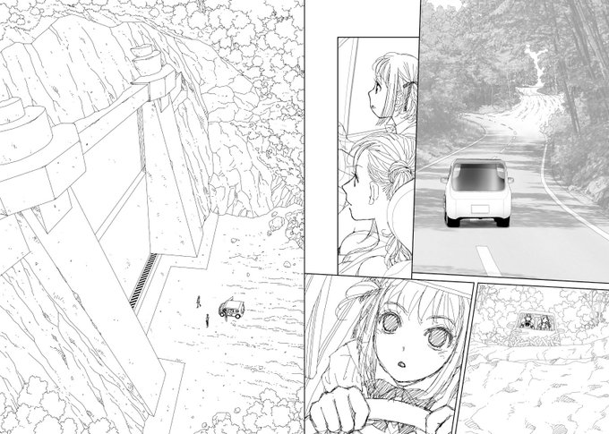 おはようございます\(//∇//)\
すっかり朝ですね〜愛も変わらずオイラは今から寝るところです(°ー°;)
おやすみなさい💤

そんなわけで…見開き単位で作業してた連載時の下描き…15
台詞フキダシ擬音無しのラフです
先に背景や車の作業を進めてたりします 