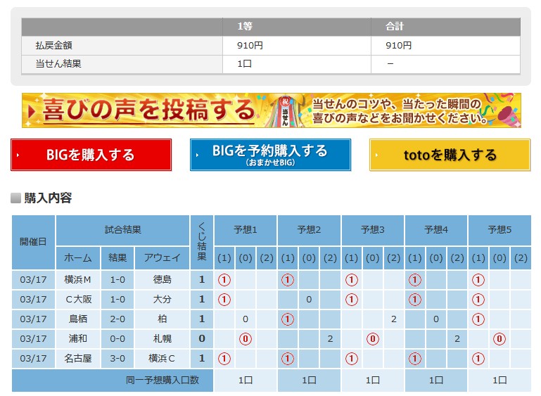 Toto当選