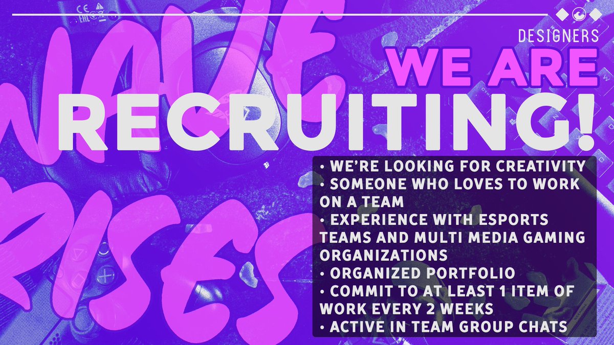 We are recruiting new designers for <a href="/TheWaveRises/">Wave Rises</a> and <a href="/WaveCreatives/">Wave Creatives🌊</a> 

#thewaverises #wavecreatives #recruitingdesigners
