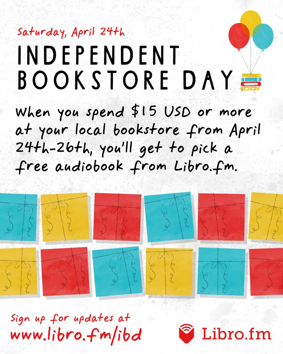 #IndieBookstoreDay is just a little over a month away! We can’t wait (except, we can 😈 ) to reveal the 12 free audiobooks you’ll get to pick from when you spend $15 USD at your local bookstore. ⁠
⁠
Head to libro.fm/ibd to get all the details! <a href="/BookstoreDay/">Independent Bookstore Day</a>