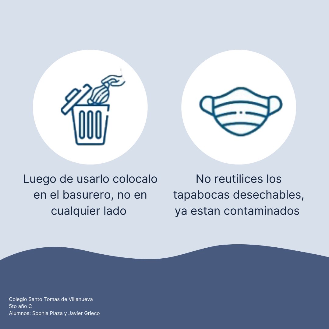 laborsocialsp's tweet photo. ERRORES FRECUENTES EN EL USO DEL TAPABOCAS🚫

•Luego de usarlo colocalo en el basurero, no en cualquier lado
•No reutilices los tapabocas desechables, ya estan contaminados
•No te pongas el tapabocas sin cubrir la nariz, boca y menton
•No toques el tapabocas mientras lo usas https://t.co/tOImYaKqvF