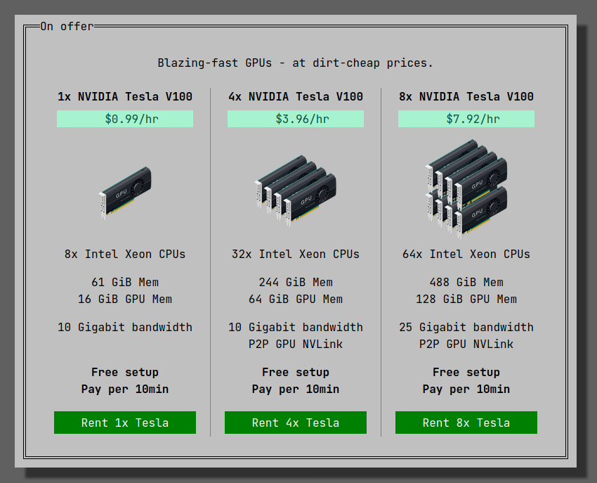 utopiah's tweet photo. Nice alternative: @GPUland cheaper AND not running on hyperscalers infrastructures!

Was fun to tinker on my desktop https://t.co/kSQfxBsShA but for #ML projects that'd be a better workflow.🤔

Like the top up payment mechanism, can't break the bank!

(Beyond monopolies episode?) https://t.co/3XniderZFc
