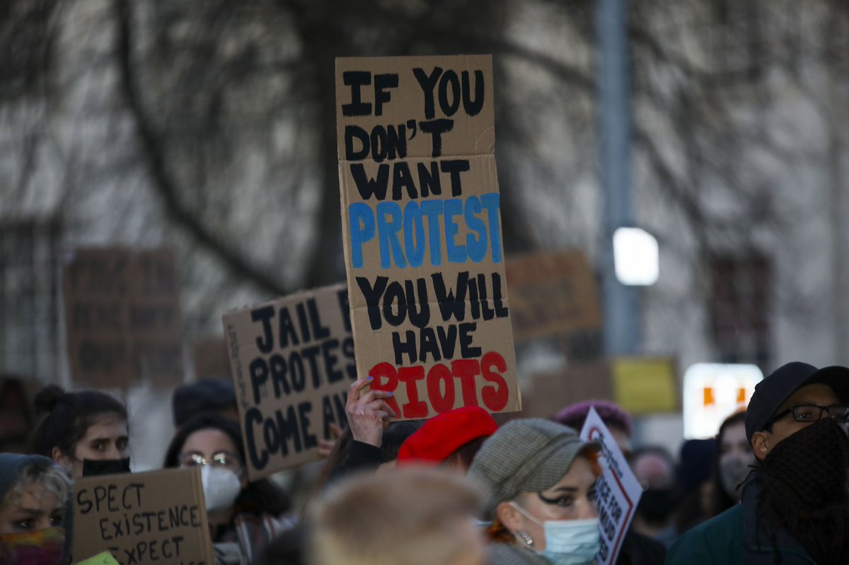 Hashim_PJ's tweet photo. CARDIFF, WALES. MARCH 17 2021. Reclaim these streets protest outside of Cardiff central police station. People gathered protesting against police brutality, violence against women and against the Police, Crime Sentencing and Courts bill. https://t.co/N4Me8ysxnM