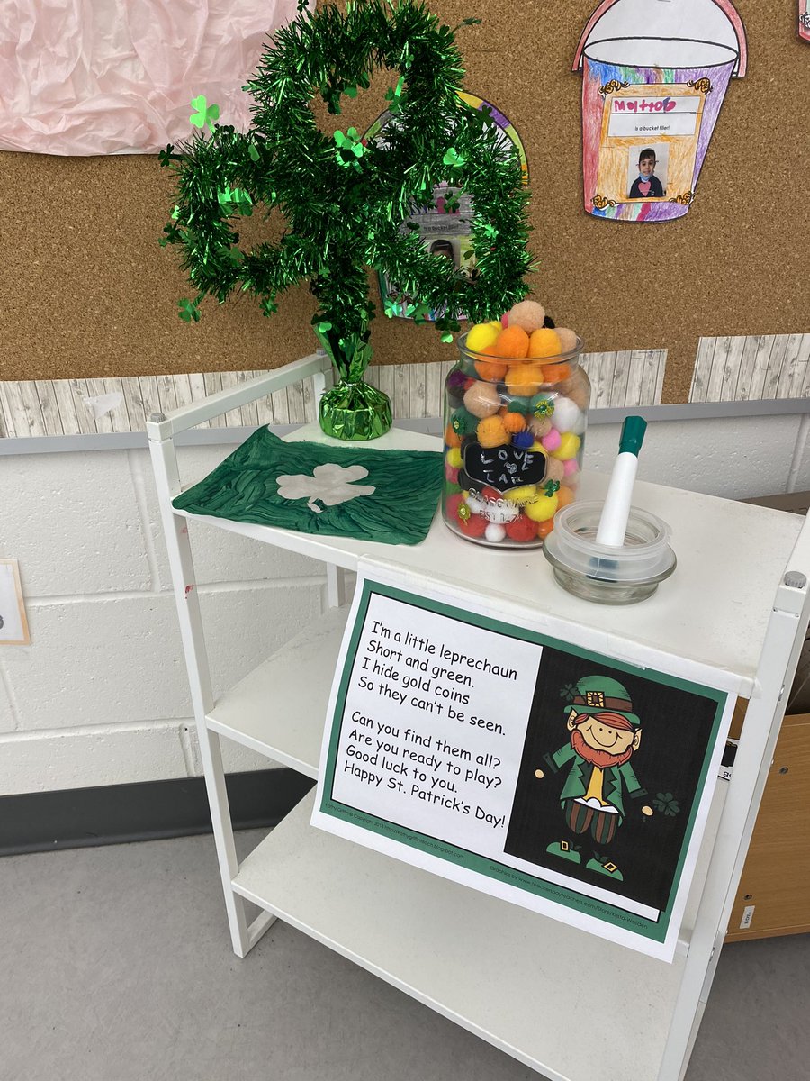 kinderClass103's tweet photo. We had a sneaky visitor in our classroom last night that hid some things around the class for us to find! 

We had a blast finding all of the tricky hiding spots, and with some other fun St. Patrick’s Day activities! 🍀 

We can’t wait for our movie on Friday!Thanks Lucky 💚💚 https://t.co/ejyT1aF09B