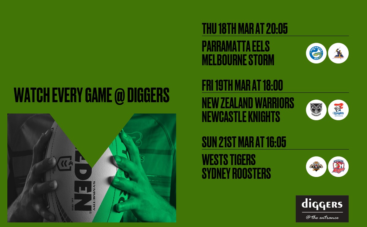 diggersattheent's tweet photo. Your weekend of NRL starts here tonight @ Diggers
Watch not only these games but EVERY game LIVE on the BIG screen
https://t.co/S0WtABV9Lk https://t.co/MgNCaz6Jps