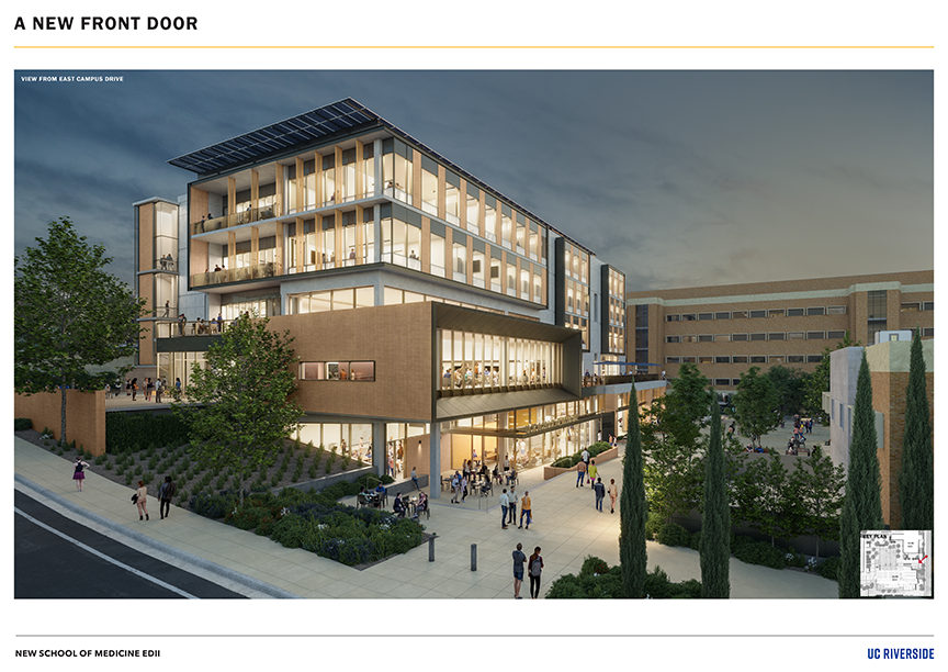 UCRSoM's tweet photo. Today the UC Regents voted to approve the construction of the @UCRiverside SOM Education Building II! More space = more students = more doctors in our #underserved region. Work will begin this summer, with completion scheduled for 2023. #

https://t.co/qwfdhxU6Ui https://t.co/E8rVppq8L4