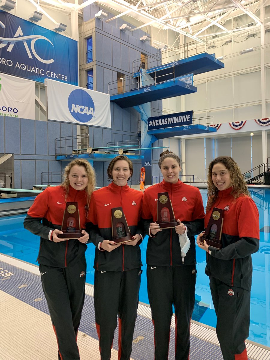 OhioStSwimDive's tweet photo. A superb swim this evening by the 800 Free Relay team of Amy Fulmer, Katie Trace, Sally Tafuto and Kristen Romano to open the NCAA Swimming &amp; Diving Championships: a 7th-place finish in a time of 7:00.79. https://t.co/wgg4dwjwyu