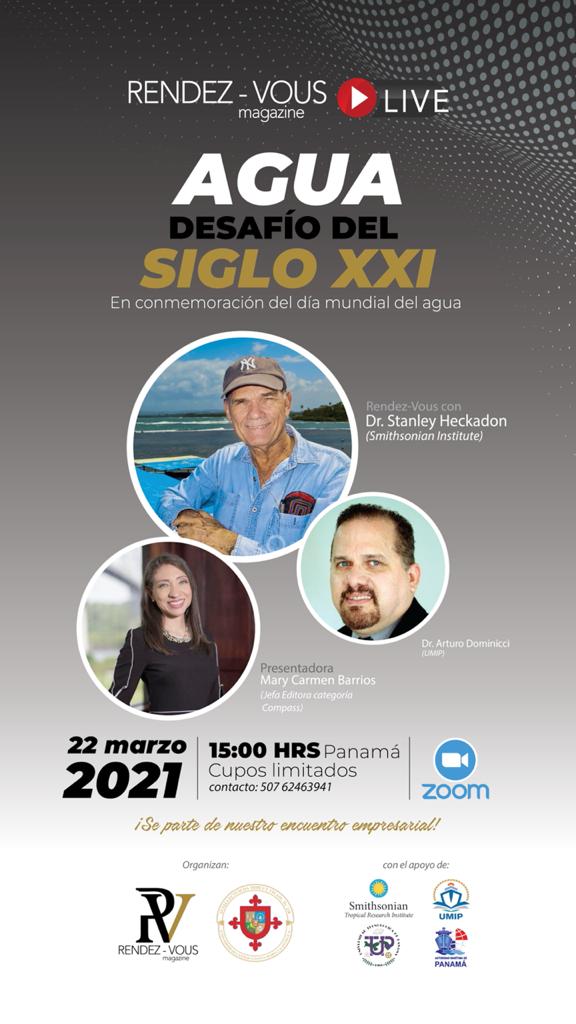 En conmemoración al Dia Mundial del Agua los invitamos a un 
<a href="/Rendezvousmagaz/">Rendez-Vous Magazine</a> con los expertos para hablar del principal Reto del Siglo XXI: El Agua con la colaboración de <a href="/stri_panama/">Smithsonian Panama</a> <a href="/USMApanama/">USMA Panamá</a> <a href="/utppanama/">UTP Panamá</a> <a href="/umaritima/">Universidad Marítima Internacional de Panamá</a>