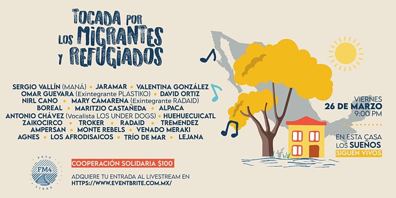 Un desfile de talento tapatío tomará parte en la Tocada por los migrantes y refugiados, evento que se organiza con el fin de recaudar fondos para el trabajo de la organización altruista <a href="/FM4PasoLibre/">FM4 Paso Libre</a>🎶

🔸Más info 👉fimguadalajara.mx/news-entry.php… 
#LaTocadaFM4