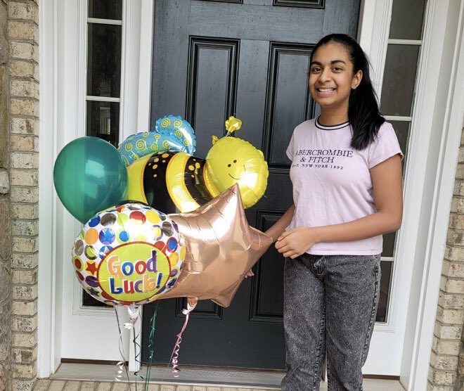 Surprise visit this afternoon to wish Ashrita the best of luck tomorrow at the Loudoun Regional Spelling Bee.  <a href="/MrFryeLCPS/">Matt Frye</a> @ShenaIBlcps <a href="/kanneclark/">Kathryn Clark</a> <a href="/EdChiLCPS/">Ed Chi</a>