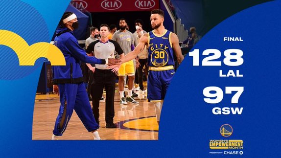 Quarantième match -  #DubNation   vs  #LakeShow   :On a trop mal joué, beaucoup trop mal joué.Oubre était catastrophique.Looney était catastrophique offensivement.Wiggins était pas au niveau.Green aussi.Le banc était meh.Steph Curry était le seul qui jouait.Bref. Gagnons mtn.