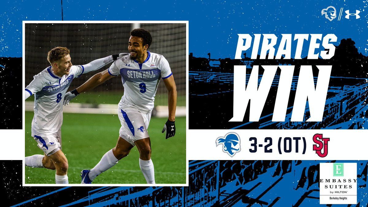 𝐏𝐈𝐑𝐀𝐓𝐄𝐒 𝐖𝐈𝐍!

The Pirates overcome a 2-0 deficit in the second half and come back to score three unanswered to win at St. John's for the first time in seven years!

#HALLin 🔵⚪️