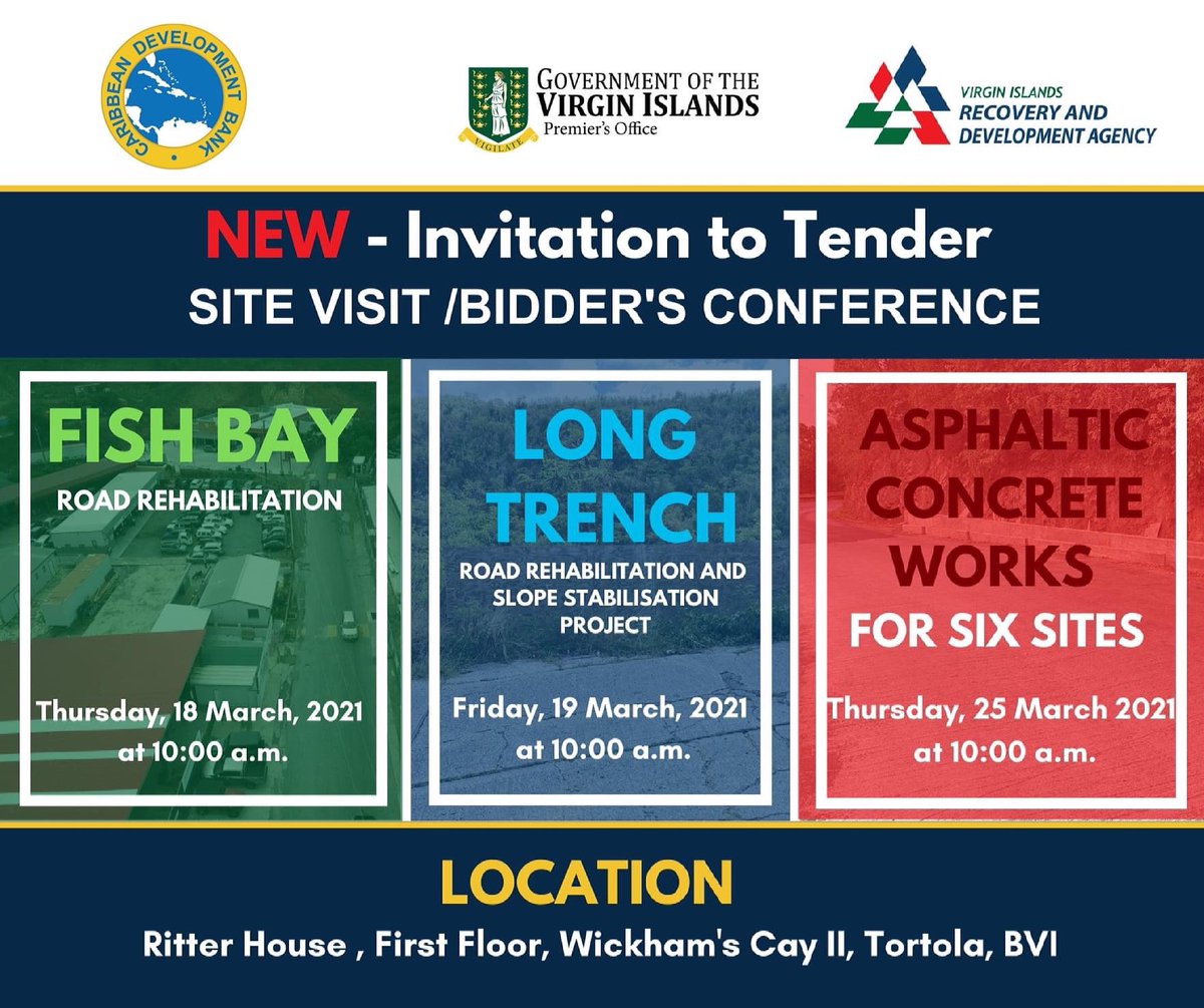 Attention All Contractors: 

Please be advise that there have been a change in venue for our upcoming site visits/bidder's conferences. 

New location: Ritter House, First Floor (former RDA Office)