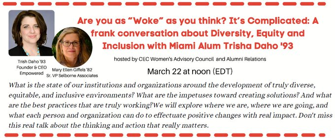 Come join the conversation about Diversity, Equity and Inclusion with Miami alumna, Trisha Daho. #Envision2040
<a href="/MUEngLdrInst/">Lilly Leadership Institute</a> <a href="/LeaderLouise/">Louise Morman</a> <a href="/miamiuniversity/">Miami University</a>