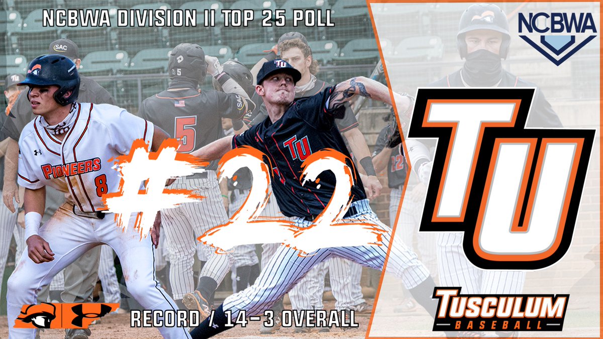 .<a href="/TusculumBSB/">Tusculum Baseball</a> ranked 22nd in NCBWA National Poll
Full Story: bit.ly/3rXkwDn