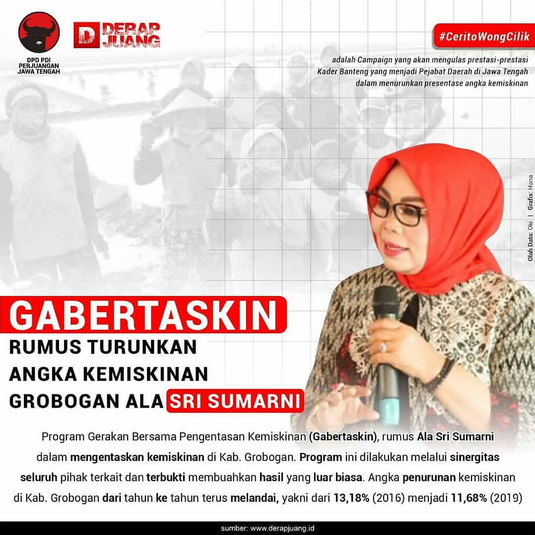 Gabertaskin rumus turunkan angka kemiskinan Grobogan Ala Sri Sumarni. 

#derapjuang
#prowongcilik 
#PDIPerjuangan
