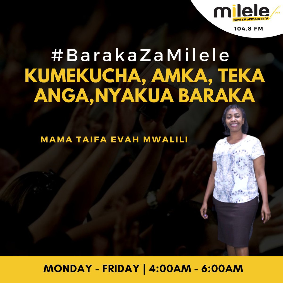 Good morning!! Karibu kwa Tbt...imegharimu mkono wa Bwana kufika hapa, kama si Mungu! Tuanze morning glory. <a href="/EvahMwalili/">Mama Taifa Evah Mwalili</a> <a href="/Milele_FM/">Milele FM</a> #BarakaZaMilele #BarakaZaMilele #BarakaZaMilele #BarakaZaMilele #BarakaZaMilele #ItambeMilele