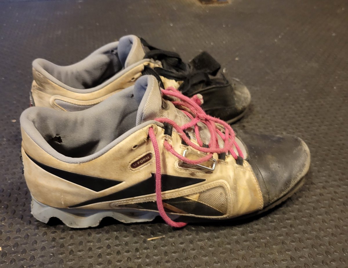 JML_Training's tweet image. EVERY REP EVERY SET EVERY DAY in these shoes for 12 years. They are officially retired. 1,000 ton club! @BluejacketFB