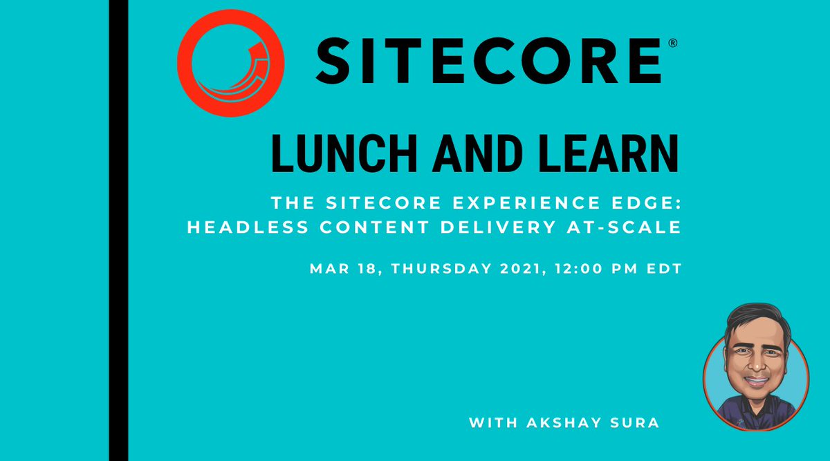 I can't wait to present The <a href="/Sitecore/">Sitecore</a> Experience Edge: Headless Content Delivery At-Scale
Register Here: bit.ly/3tgRfDY

#sitecore #headless #headlesscms #jamstack #contenthub #content #lunchandlearn