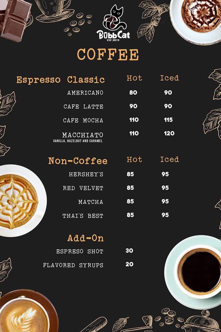 bubbcat's tweet photo. THE LONG WAIT IS FINALLY OVER!! 
Bubbcat is now offering you the purr-fect cup of coffee!! 🤎 

🟤 Espresso classics (americano, latte, &amp; mocha)
🟤 Macchiatos (caramel, vanilla, &amp; hazelnut) 

We also have NON-CAFFEINATED drinks served HOT OR ICED!! 
GRAB YOUR PURR-FECT CUPS NOW!! https://t.co/llgmycJ0xR