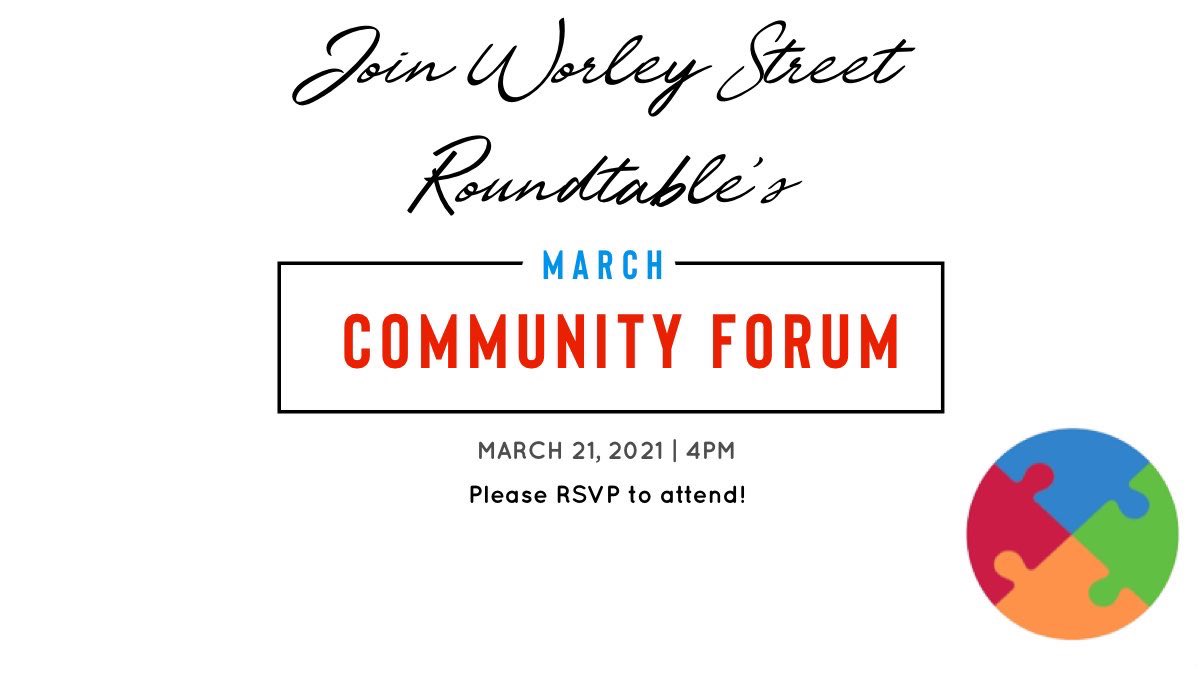 Join <a href="/WorleyCommunity/">Worley St Roundtable</a> Sun, March 21st at 4pm Register today bit.ly/3cJvbdY