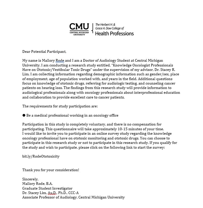 Are you an oncology professional? Please take this survey about the knowledge oncology professional have on ototoxic monitoring and ototoxic drugs.  bit.ly/RodeOtotoxicity #oncology #oncologist