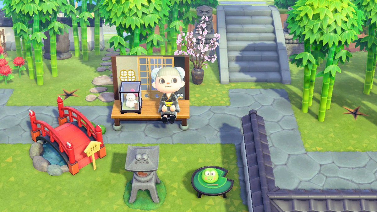 Mii あつ森アプデしてサンリオ家具購入 けろけろけろっぴなろうか座れるー どうぶつの森 Animalcrossing Acnh Nintendoswitch あつ森 あつまれどうぶつの森 あつ森写真部