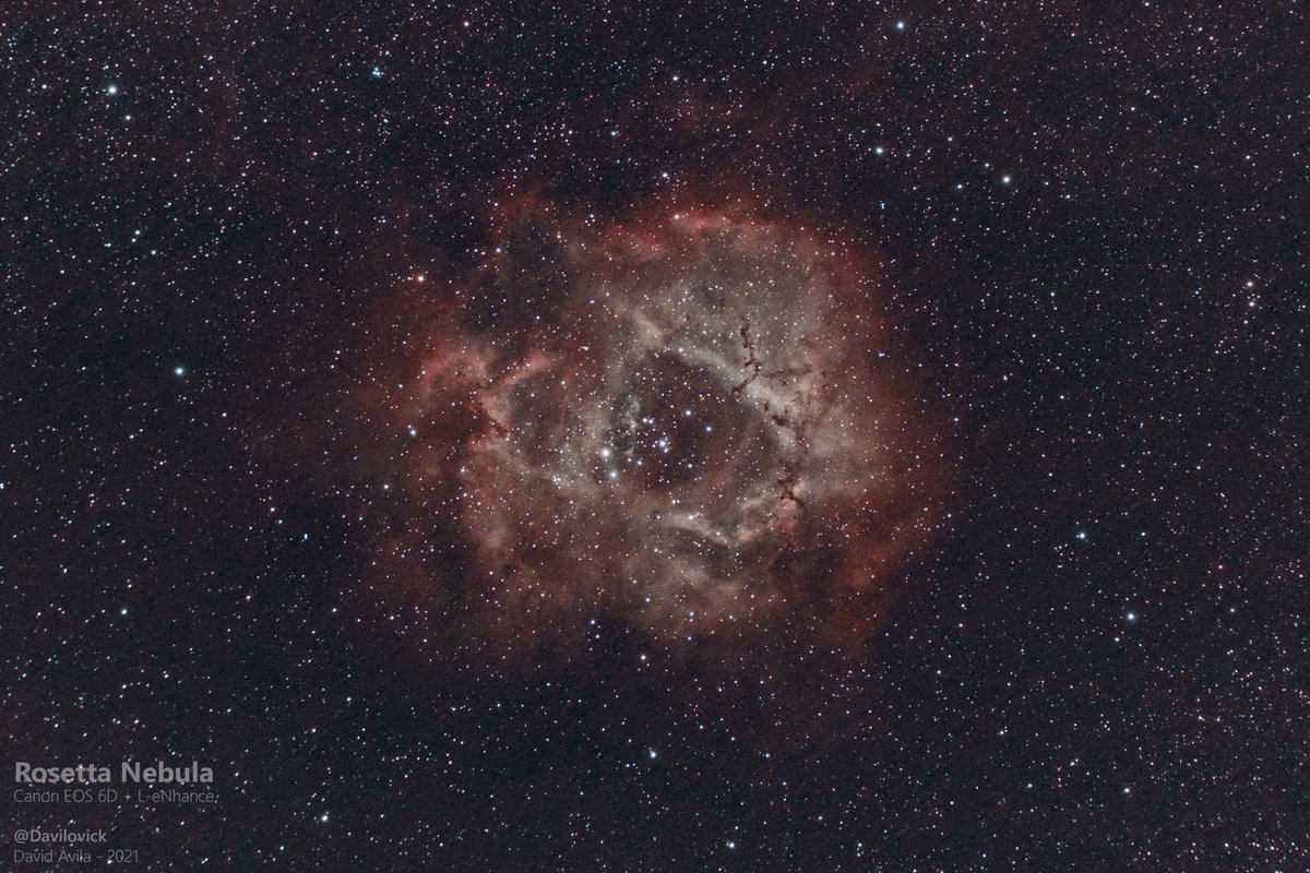 Another great winter nebula. The Rosetta Nebula in Monoceros. This is a composition using 30x220s of captured data, with a total integration time of 1.83 hours.
#Astrophotography #PixInsight